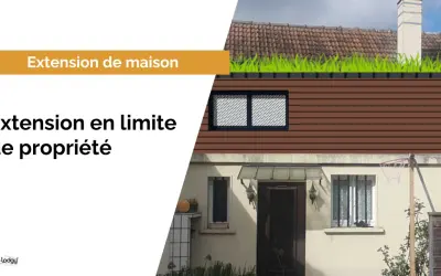 Extension de maison avec toit végétalisé, projet nécessitant un permis de construire.