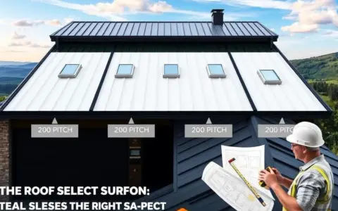 Maison avec toiture en bac acier blanc et gris, fenêtres de toit, et un ouvrier consultant des plans.