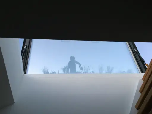 Silhouette d'une personne arrosant des plantes à travers un puit de lumière panneau sandwich.