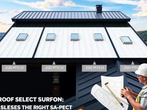 Maison avec toiture en bac acier blanc et gris, fenêtres de toit, et un ouvrier consultant des plans.