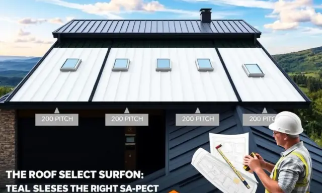 Maison avec toiture en bac acier blanc et gris, fenêtres de toit, et un ouvrier consultant des plans.
