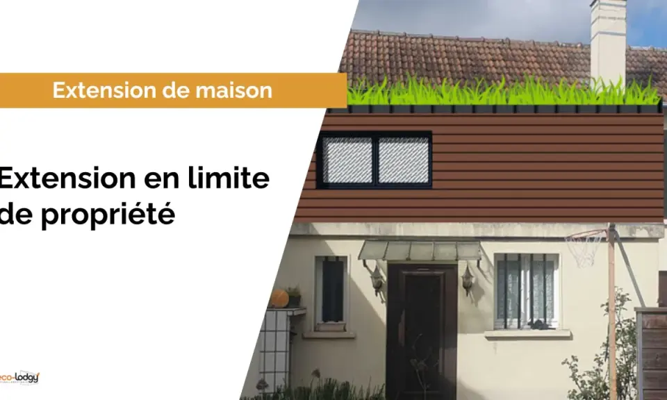 Extension de maison avec toit végétalisé, projet nécessitant un permis de construire.