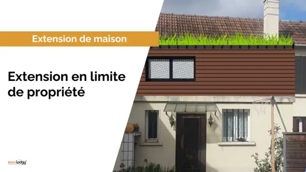 Extension de maison avec toit végétalisé, projet nécessitant un permis de construire.